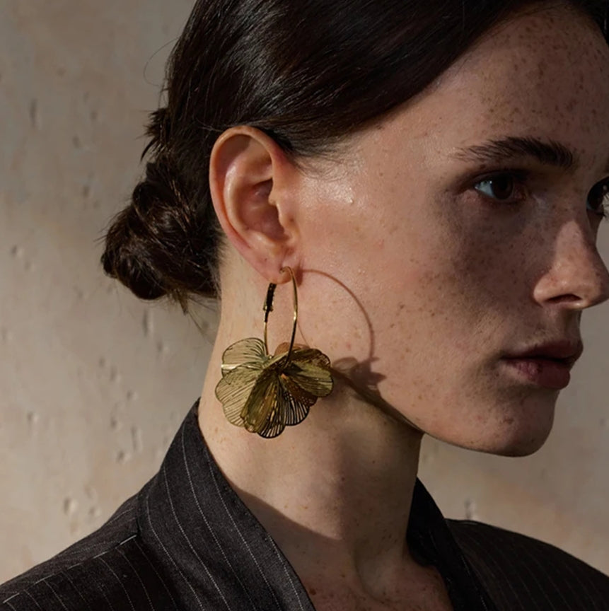 Bold Petal Statement Big Hoop Earrings