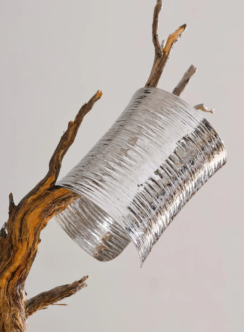 Geometric Texture Large Wide Cuff Bracelet