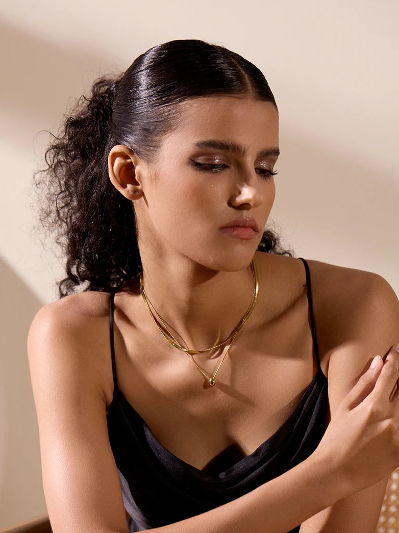 Snake Chain Water Drop Multi Layered Necklace