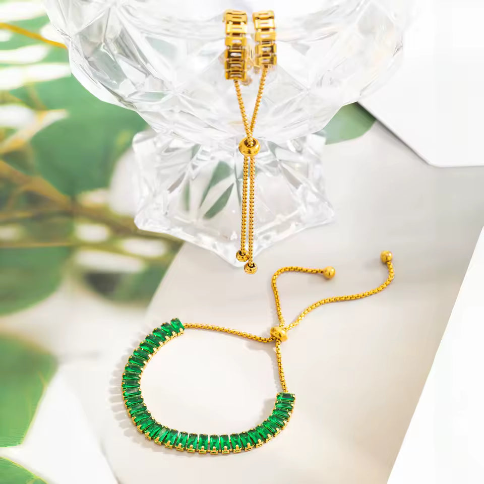 Sparkling Zirconia Adjustable Chain Bracelet