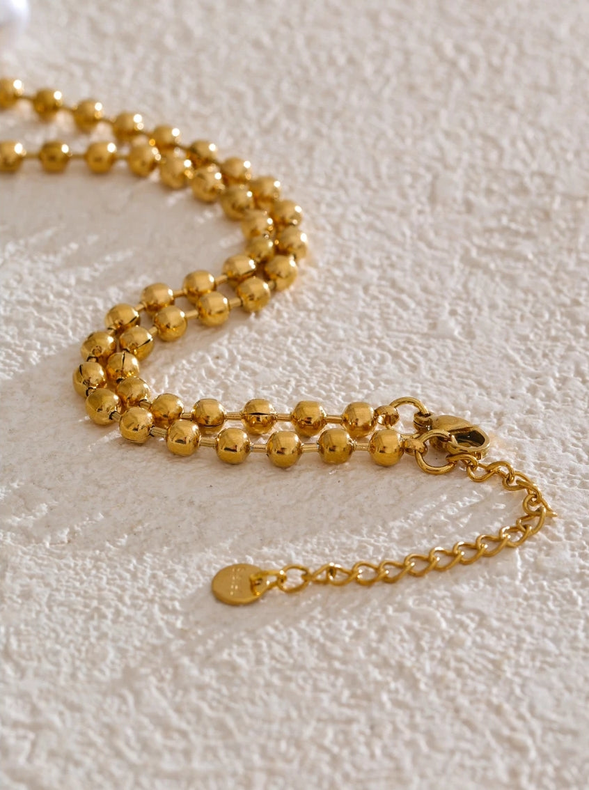 Natural Pearls & Enamel Ladybird Charms Necklace