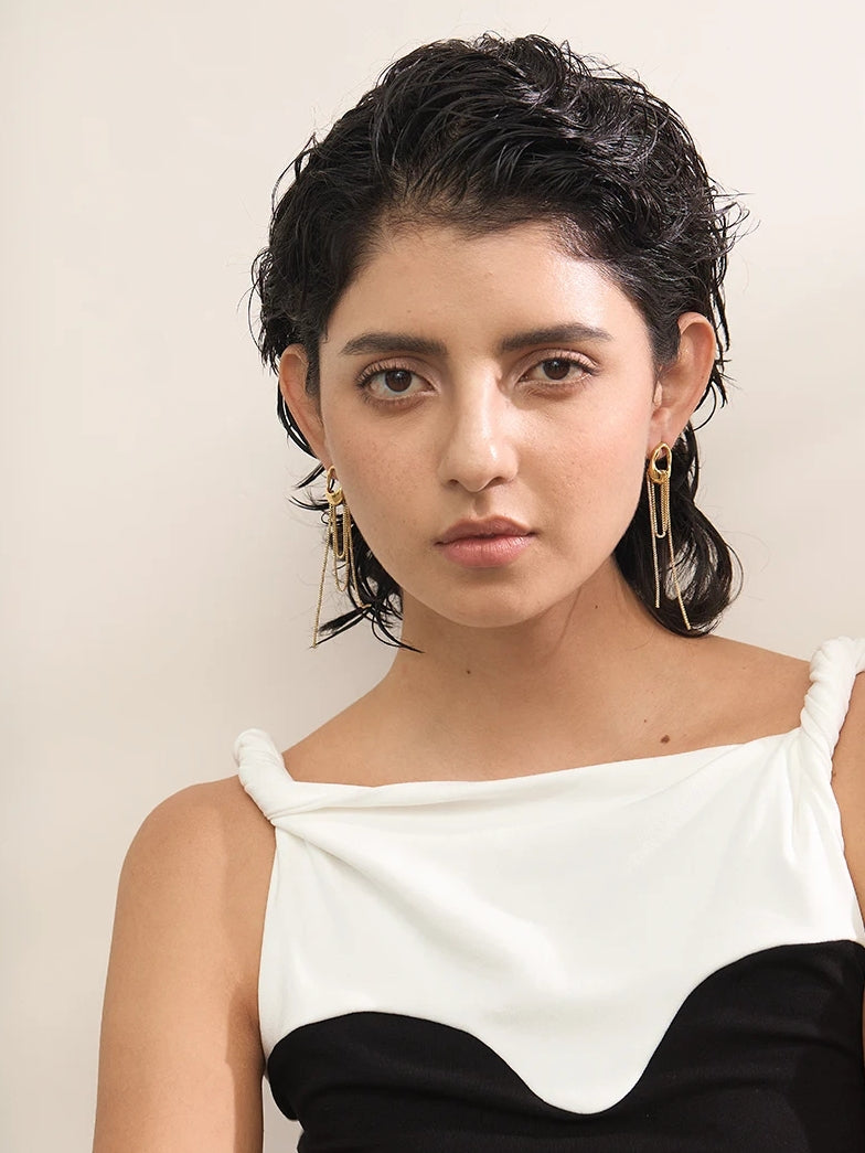 Modern Layered Tassel Chain Dangle Earrings