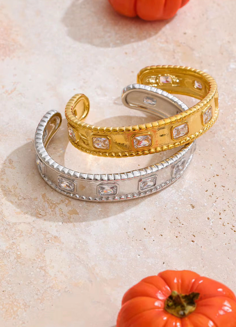 Square Zirconia Cuff Bracelet