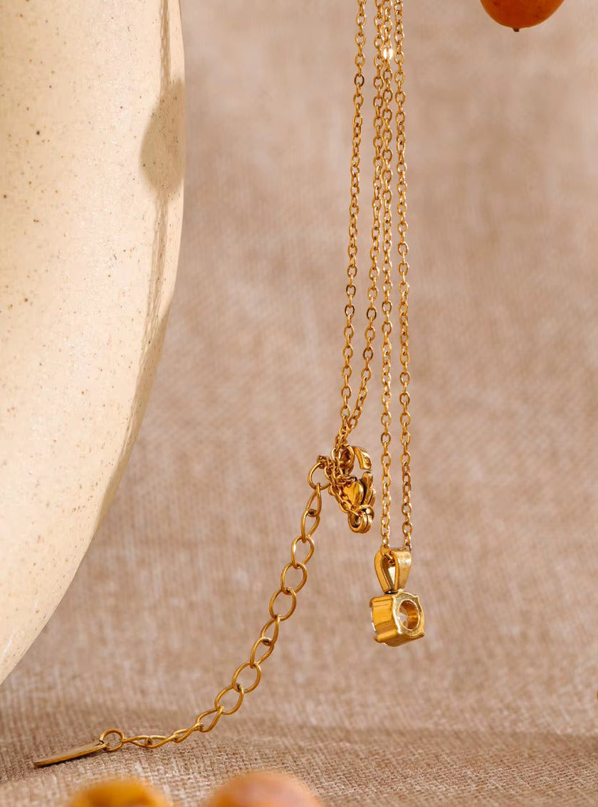 Square Cubic Zirconia Pendant Necklace