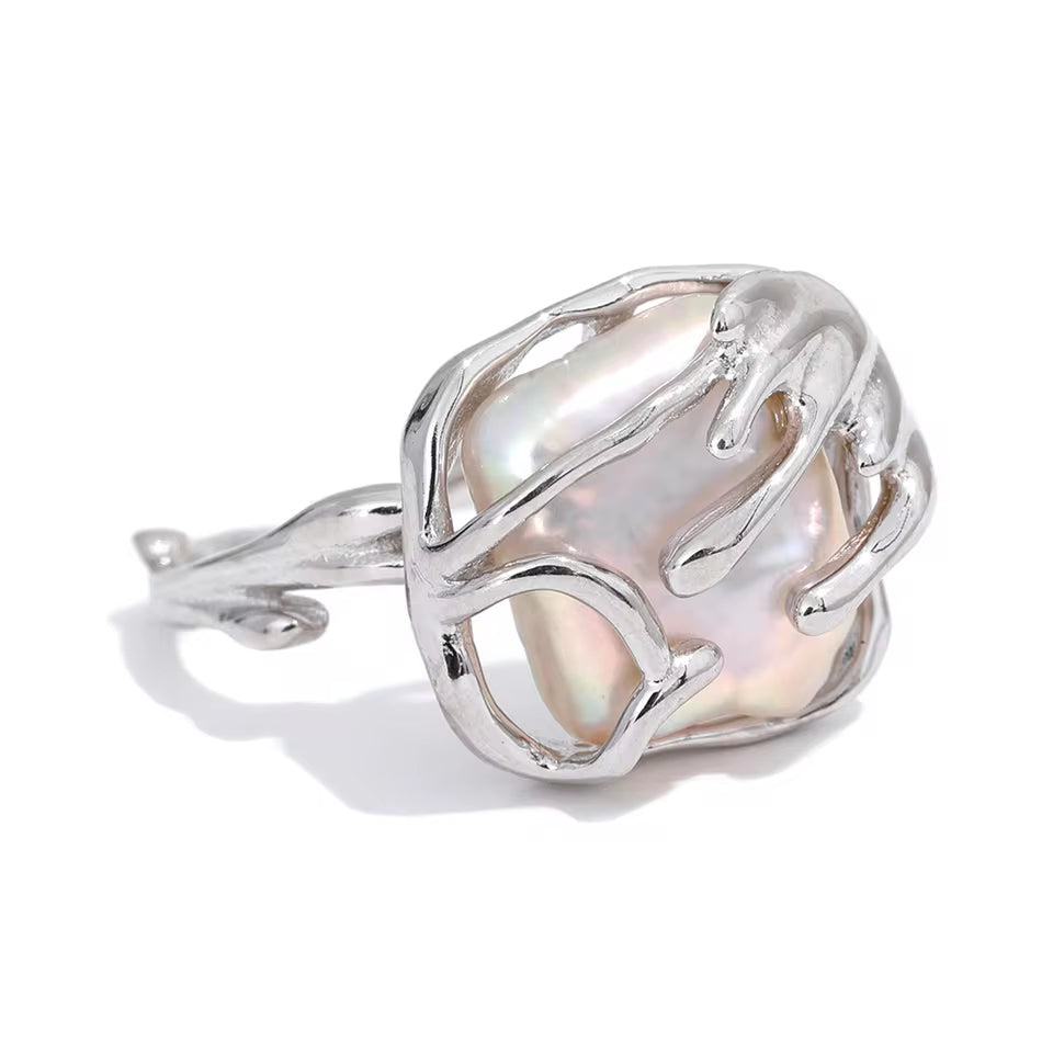 Adjustable Natural Pearl Ring