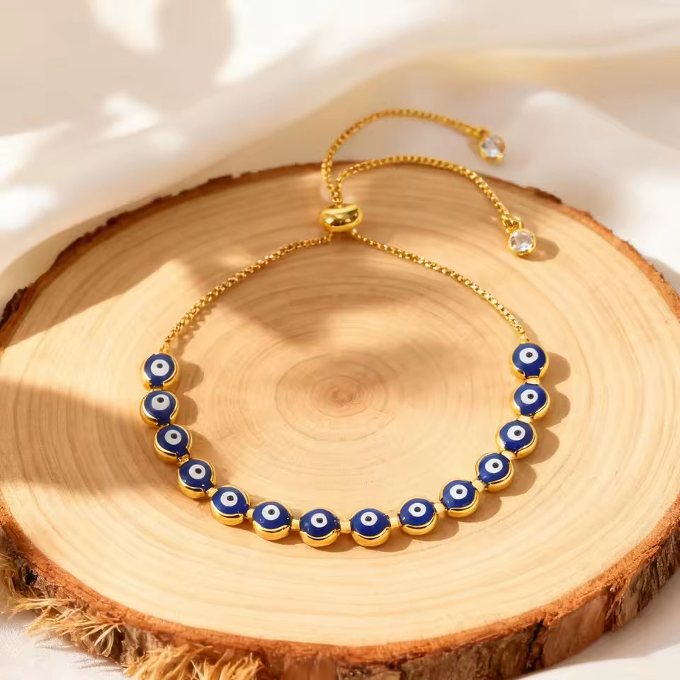 Blue Evil Eye Adjustable Bracelet