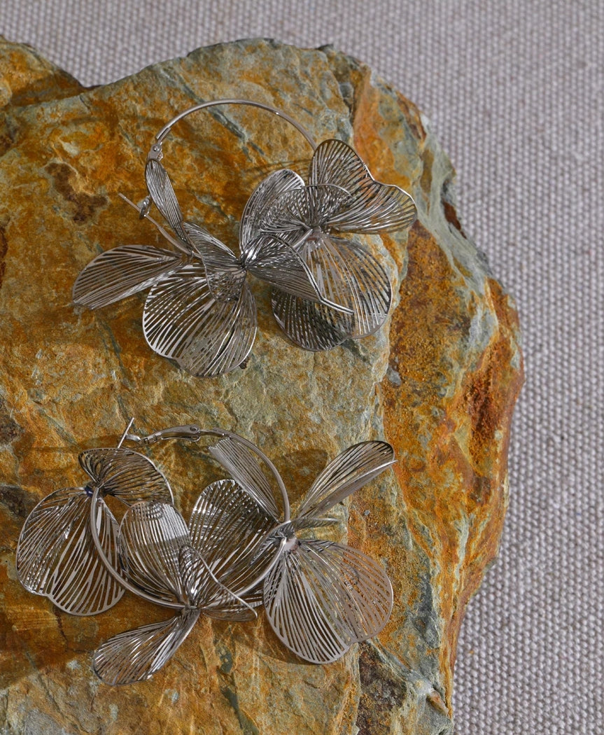 Bold Petal Statement Big Hoop Earrings