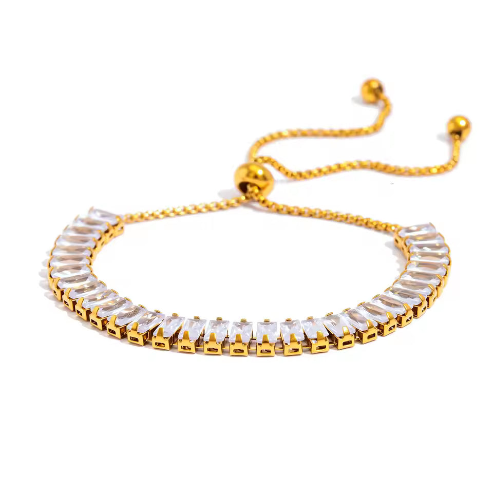 Sparkling Zirconia Adjustable Chain Bracelet