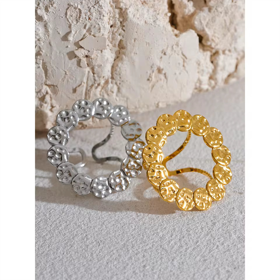 Round Hollow Big Adjustable Open Ring