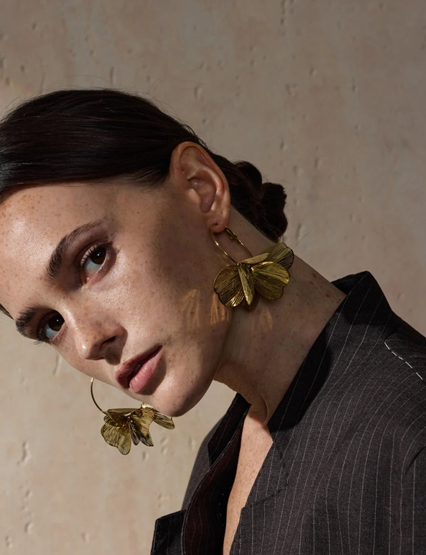 Bold Petal Statement Big Hoop Earrings