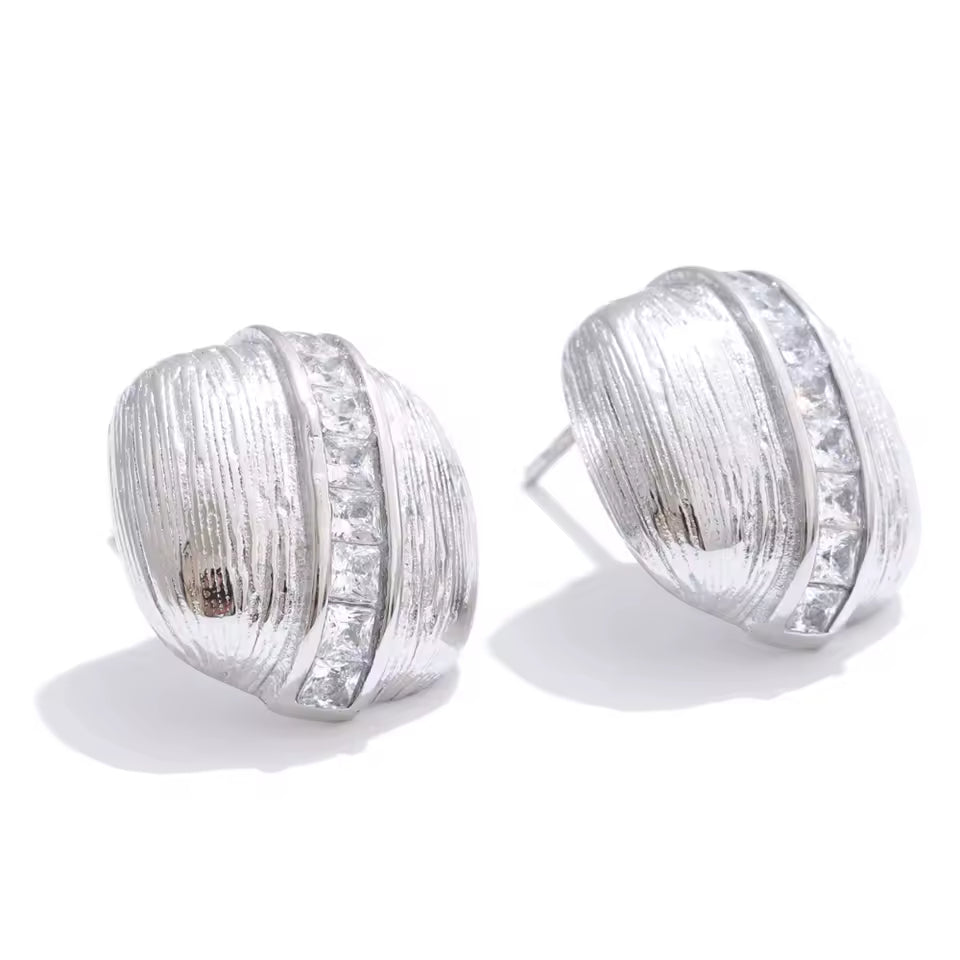Zircon Square Striped Stud Earrings