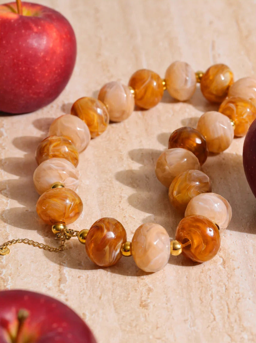 Resin Round Brown Beads Necklace