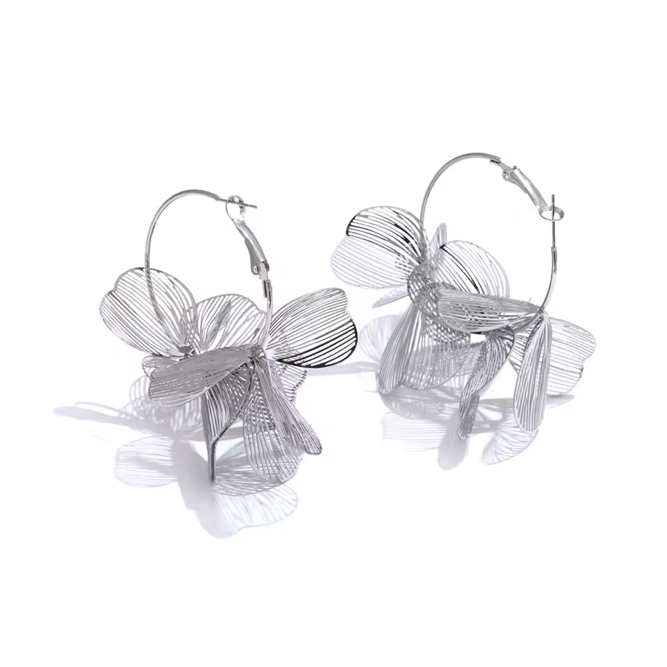 Bold Petal Statement Big Hoop Earrings
