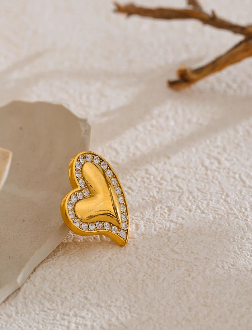 Asymmetric Zircon Heart Brooch