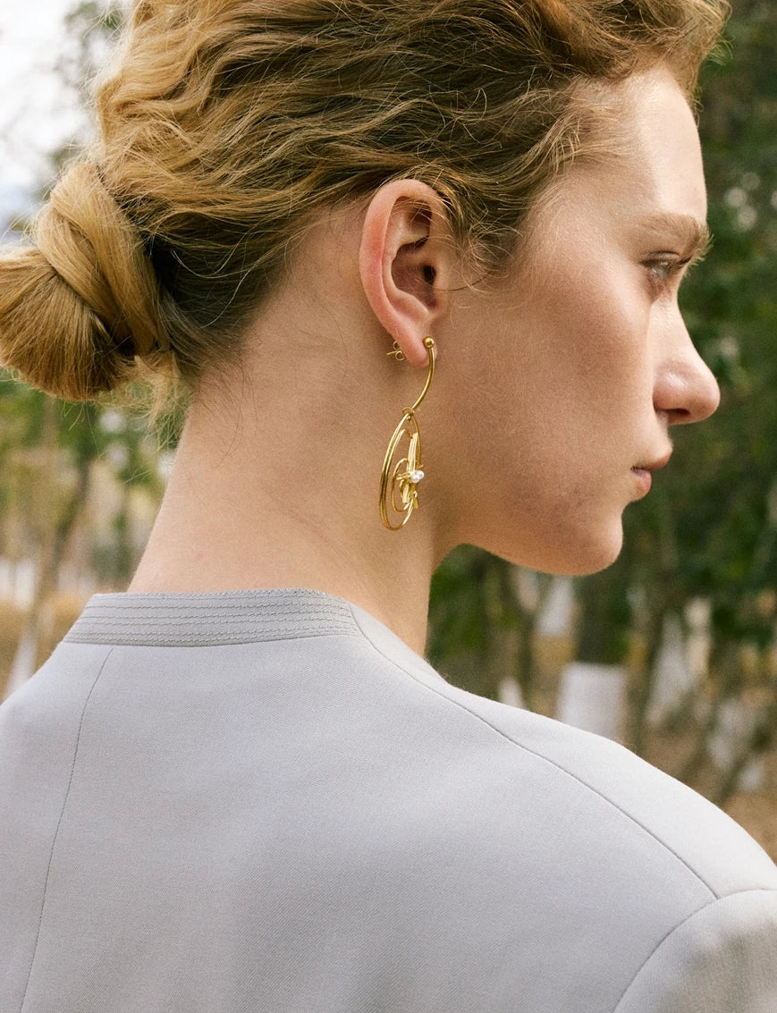 Golden Spiral Starfish Dangle Earrings