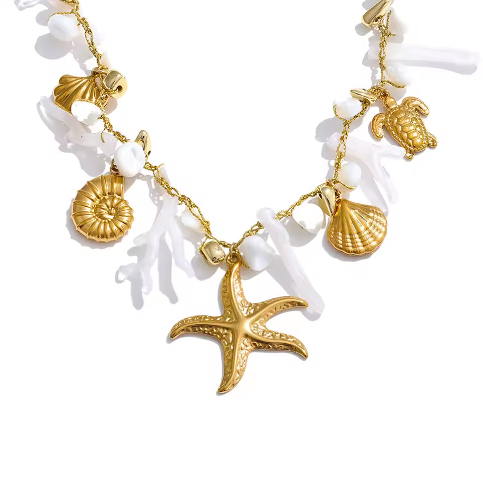 Golden Ocean Charm Necklace