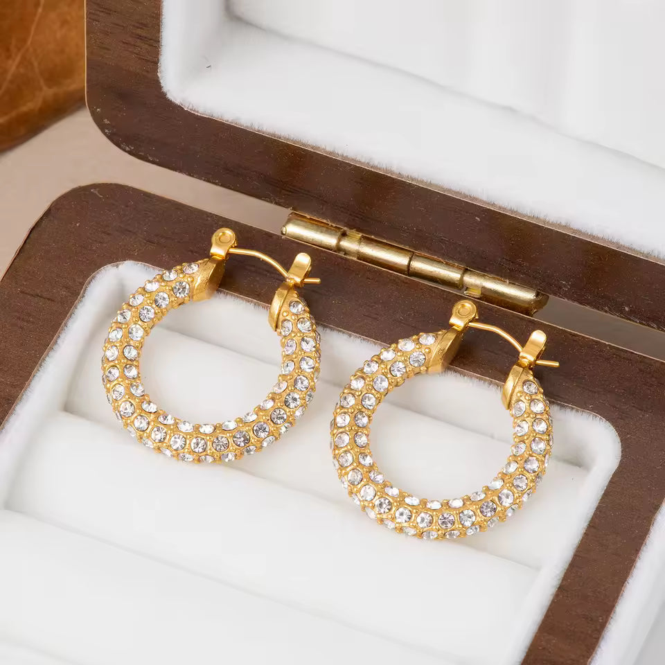 Cubic Zirconia French Classic Hoop Earrings