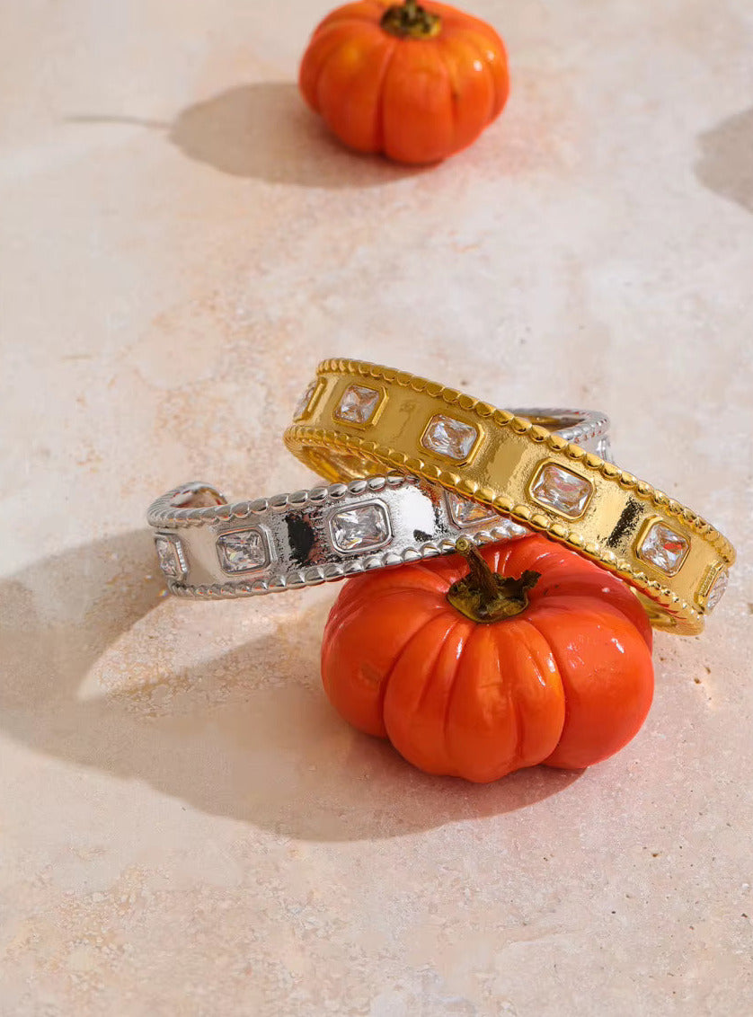 Square Zirconia Cuff Bracelet