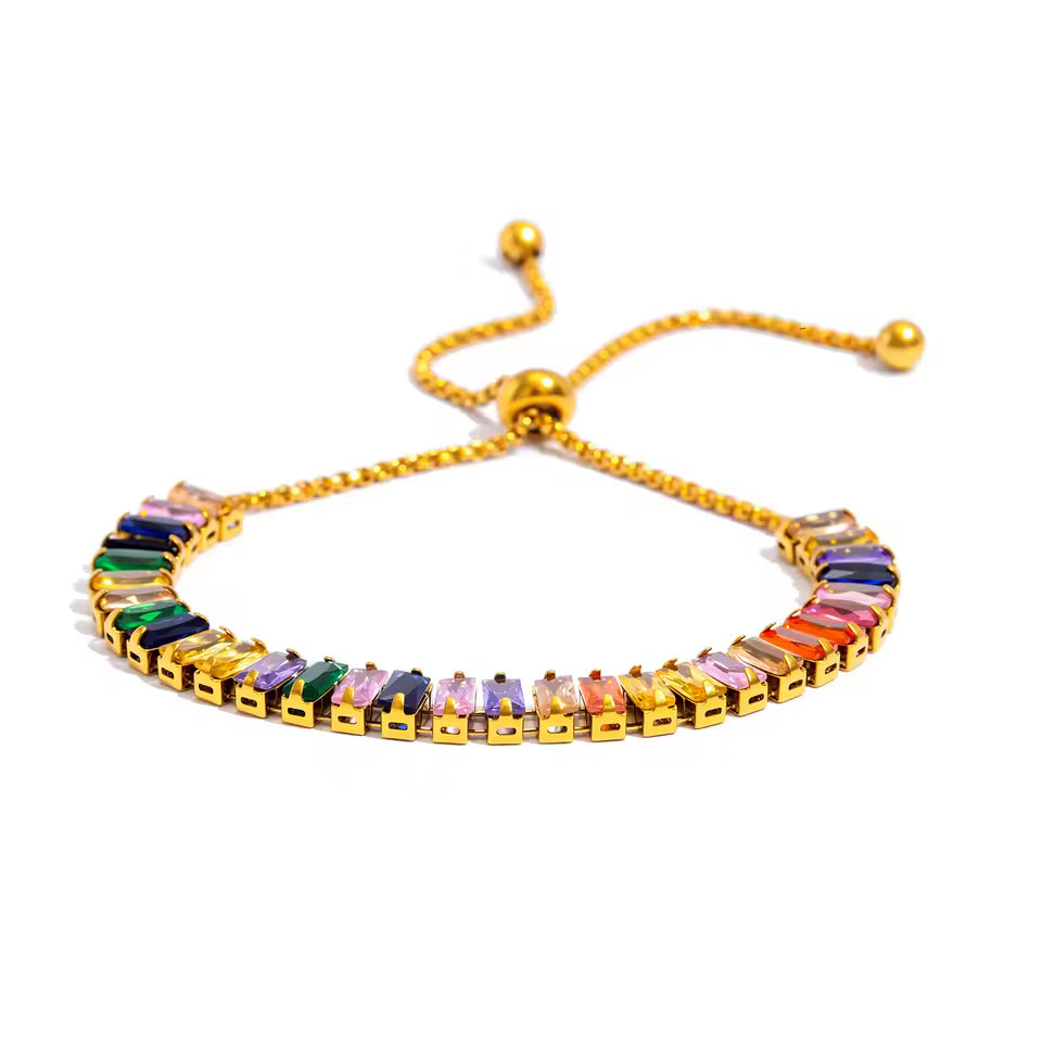 Sparkling Zirconia Adjustable Chain Bracelet