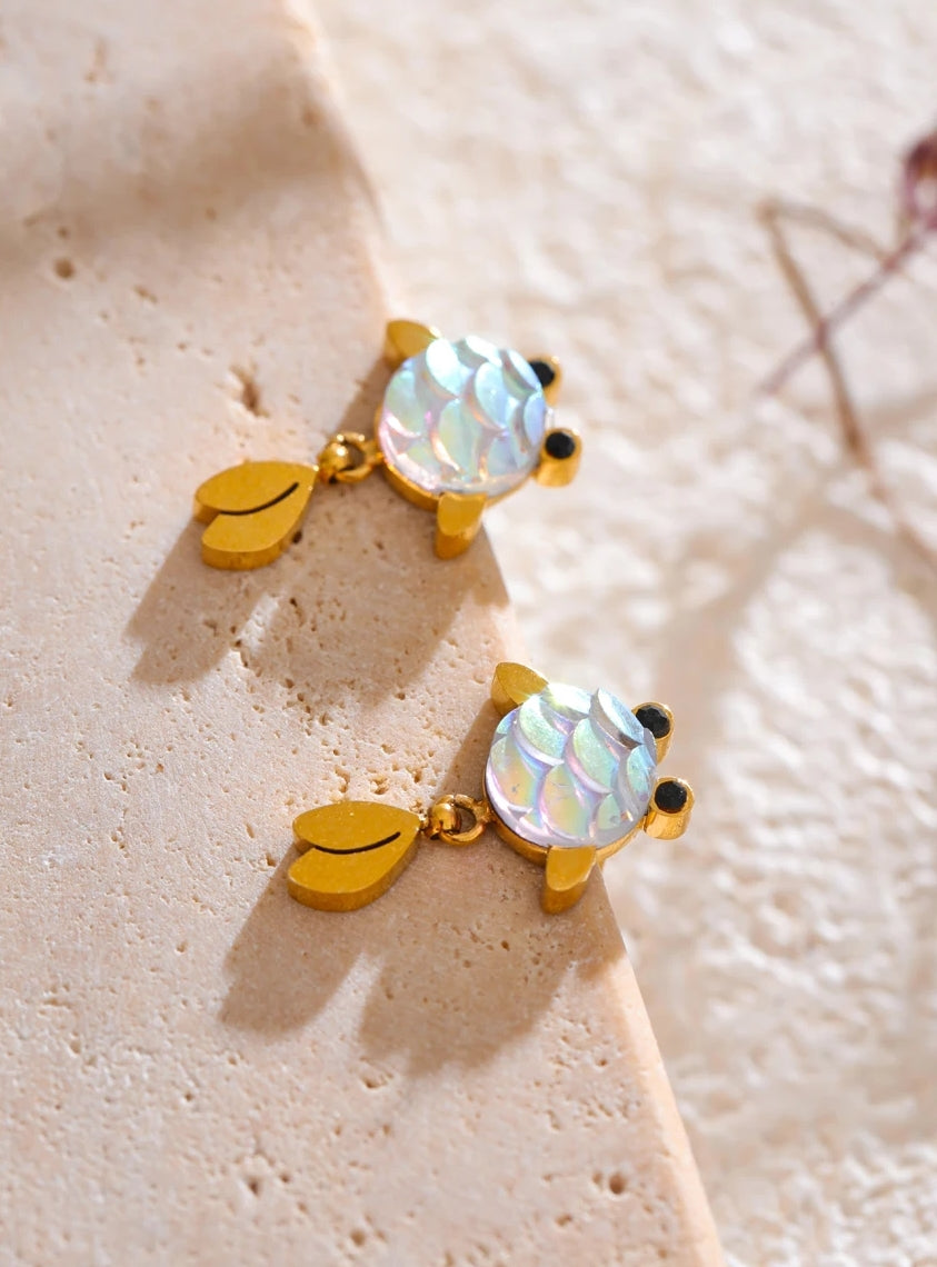 Minimalist Goldfish Drop Earrings