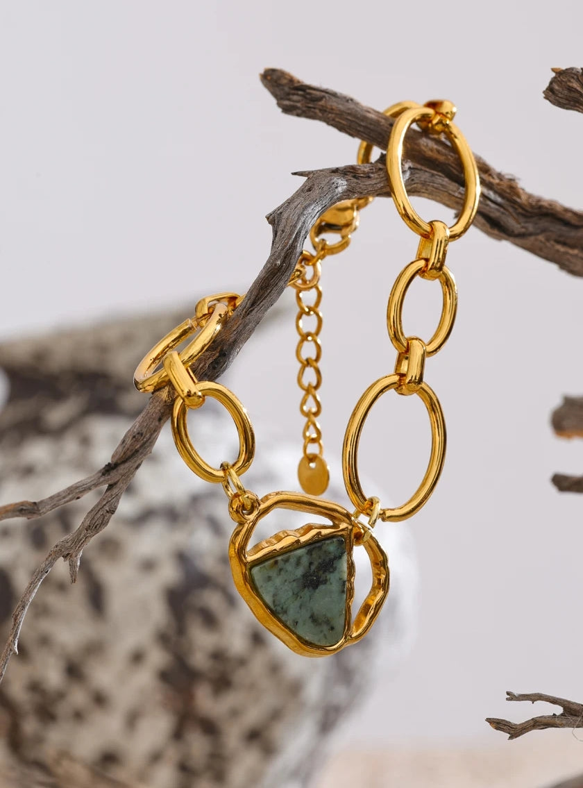 Blue Natural Stone Big Chain Bracelet