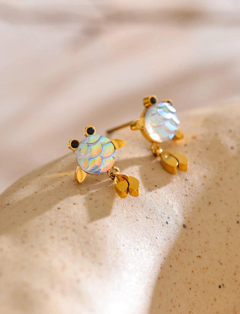 Minimalist Goldfish Drop Earrings