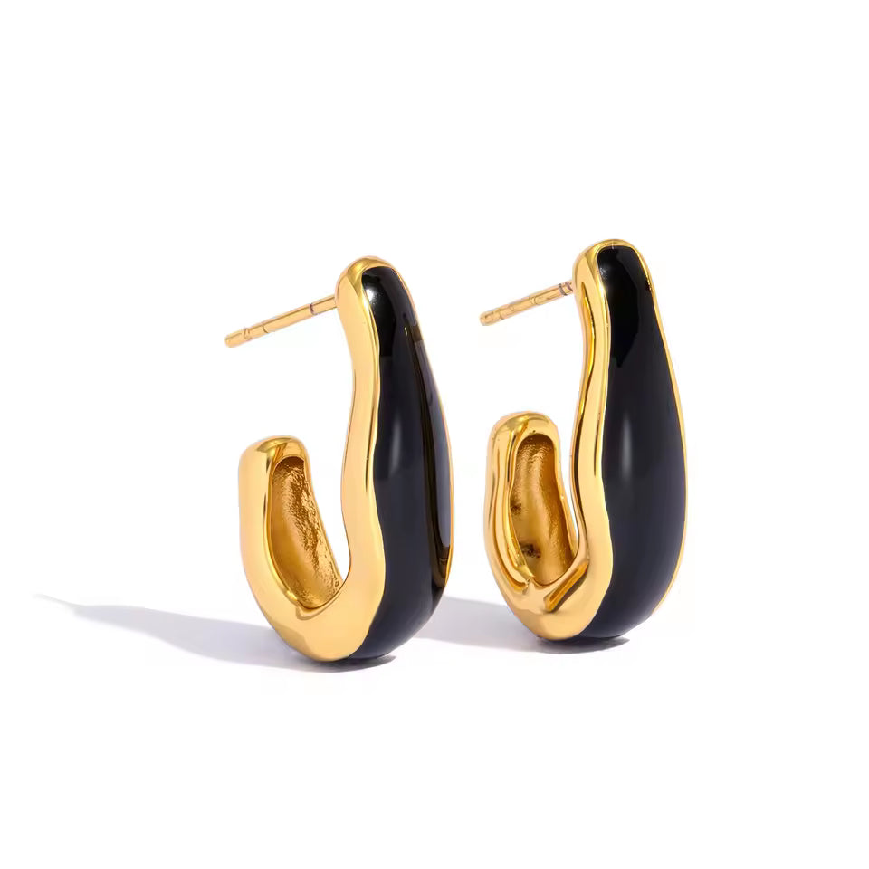 U-Shape Enamel Hoop Earrings