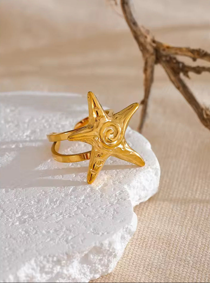Adjustable Starfish Open Ring