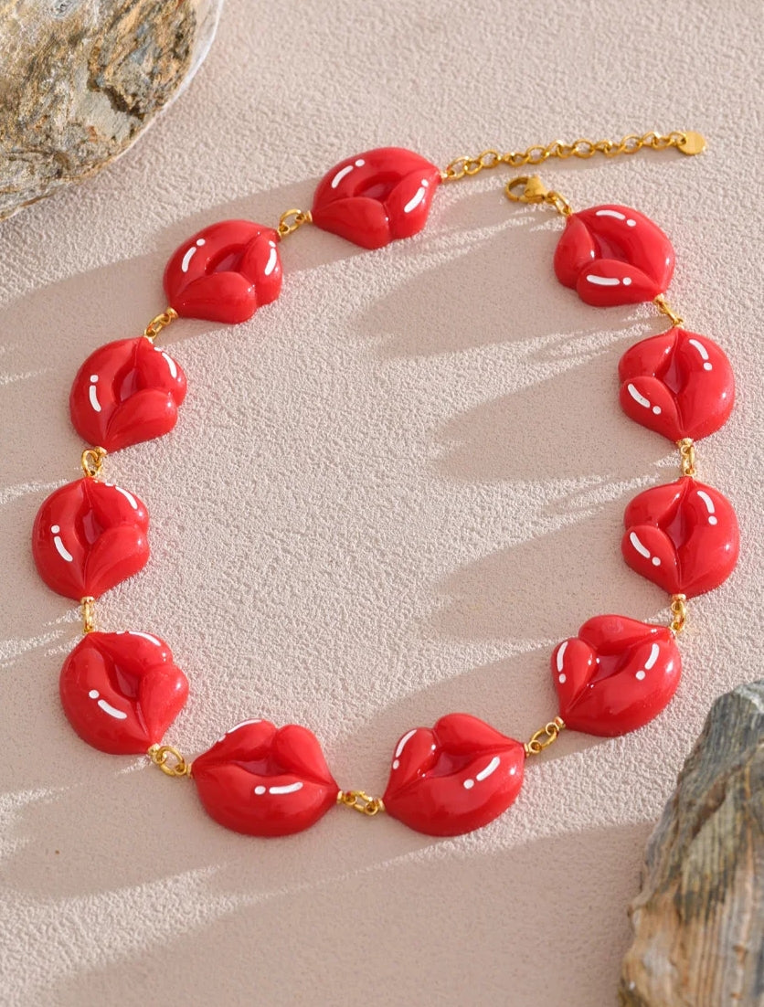 Hot Lips Charm Necklace