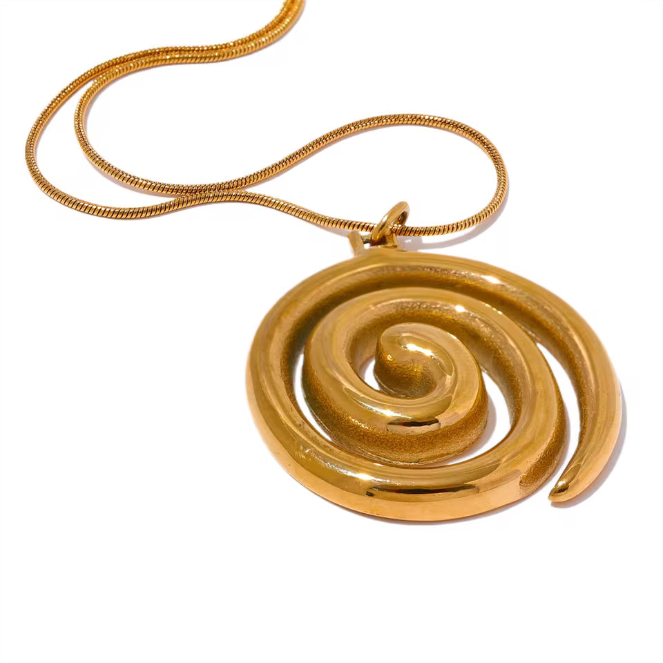 Golden Spiral Pendant Necklace