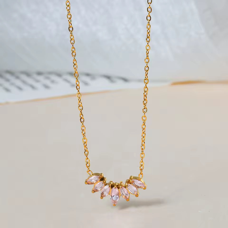 Zirconia Flower Pendant Necklace