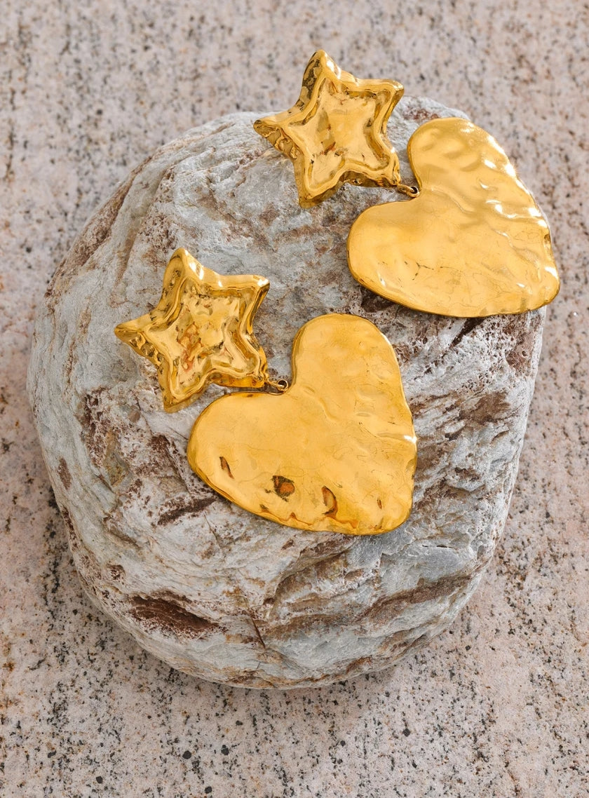 Star Heart Drop Earrings