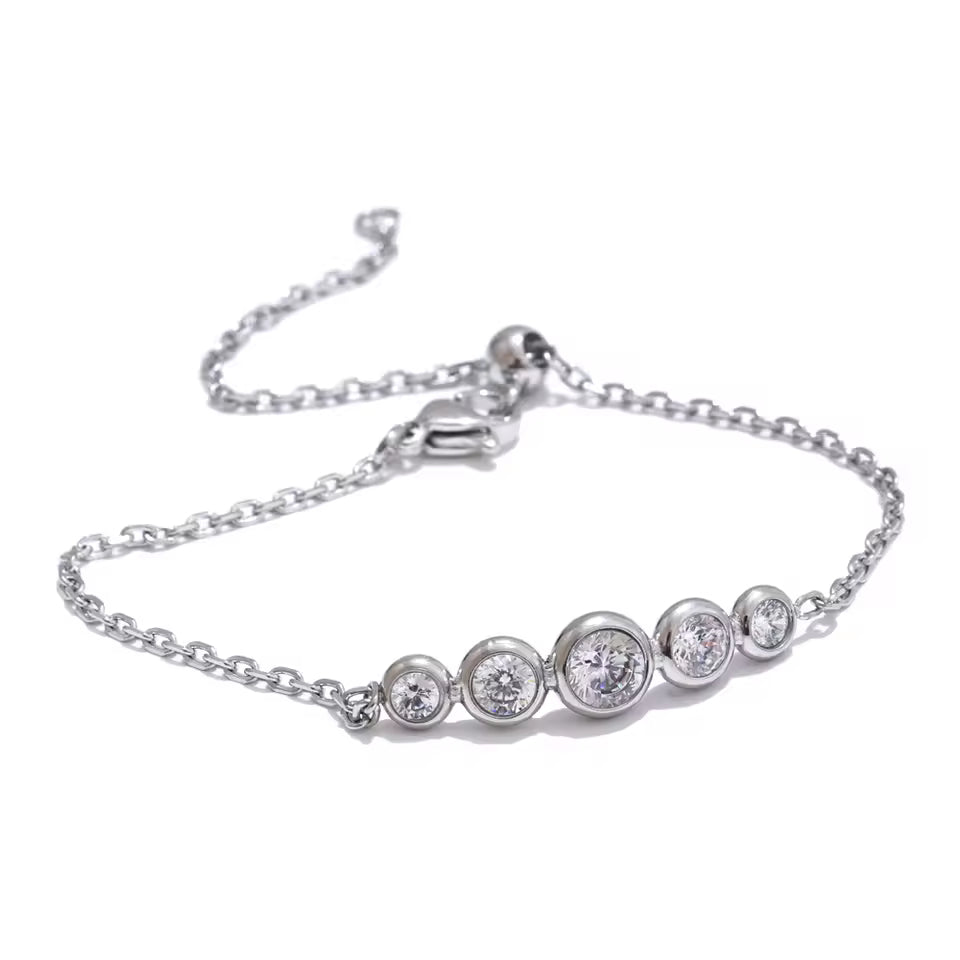 Multi Cubic Zirconia Chain Bracelet