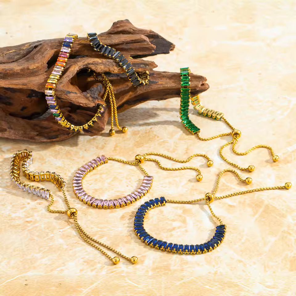 Sparkling Zirconia Adjustable Chain Bracelet