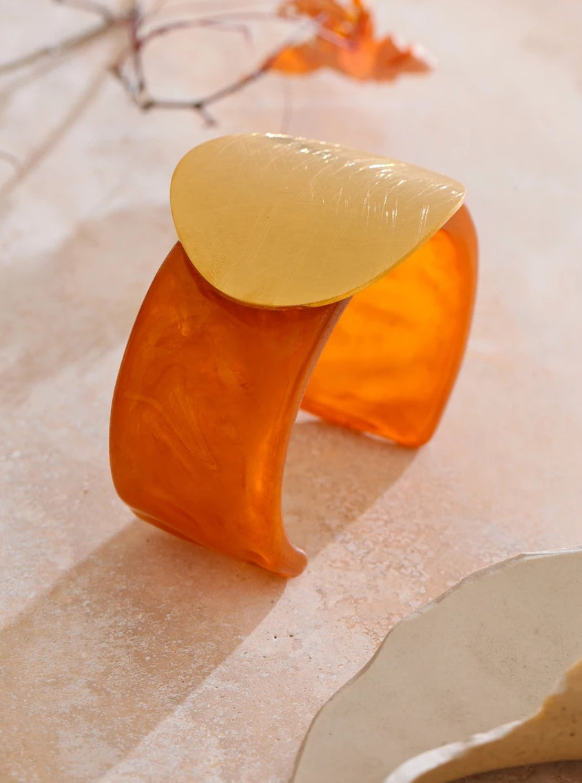 Amber Acrylic Big Open Cuff Bracelet