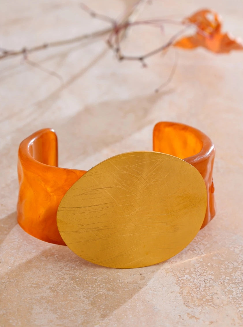 Amber Acrylic Big Open Cuff Bracelet