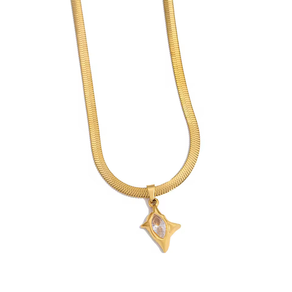 Radiating Cross Pendant Necklace with Zirconia