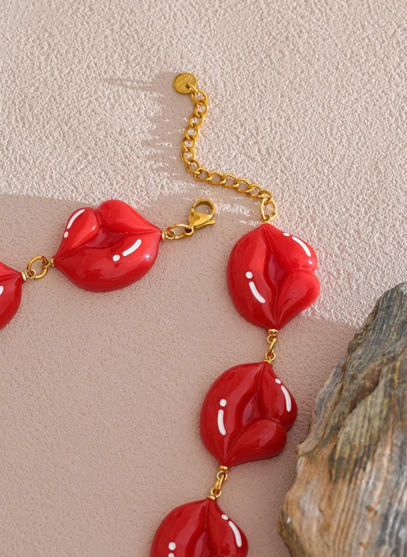 Hot Lips Charm Necklace