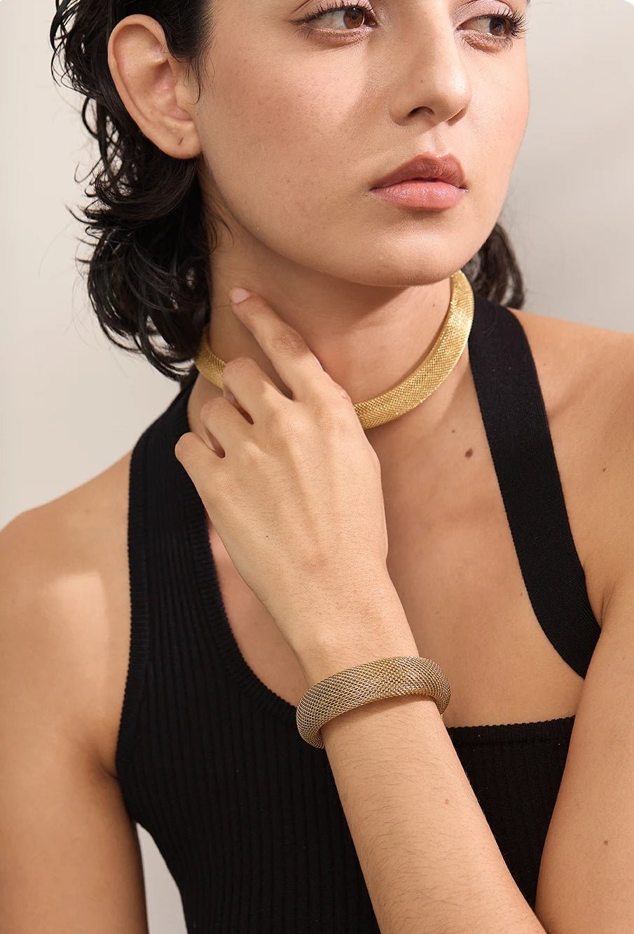 Mesh Collar Jewelry Set (Necklace & Bracelet)