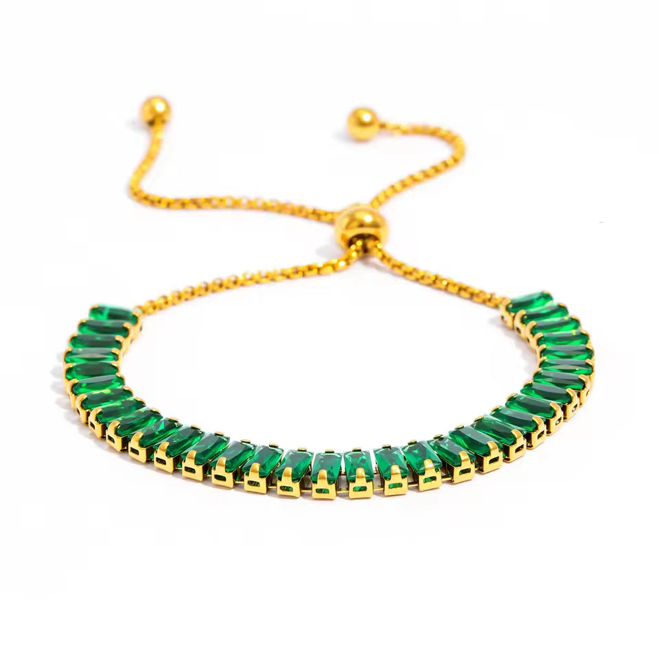 Sparkling Zirconia Adjustable Chain Bracelet