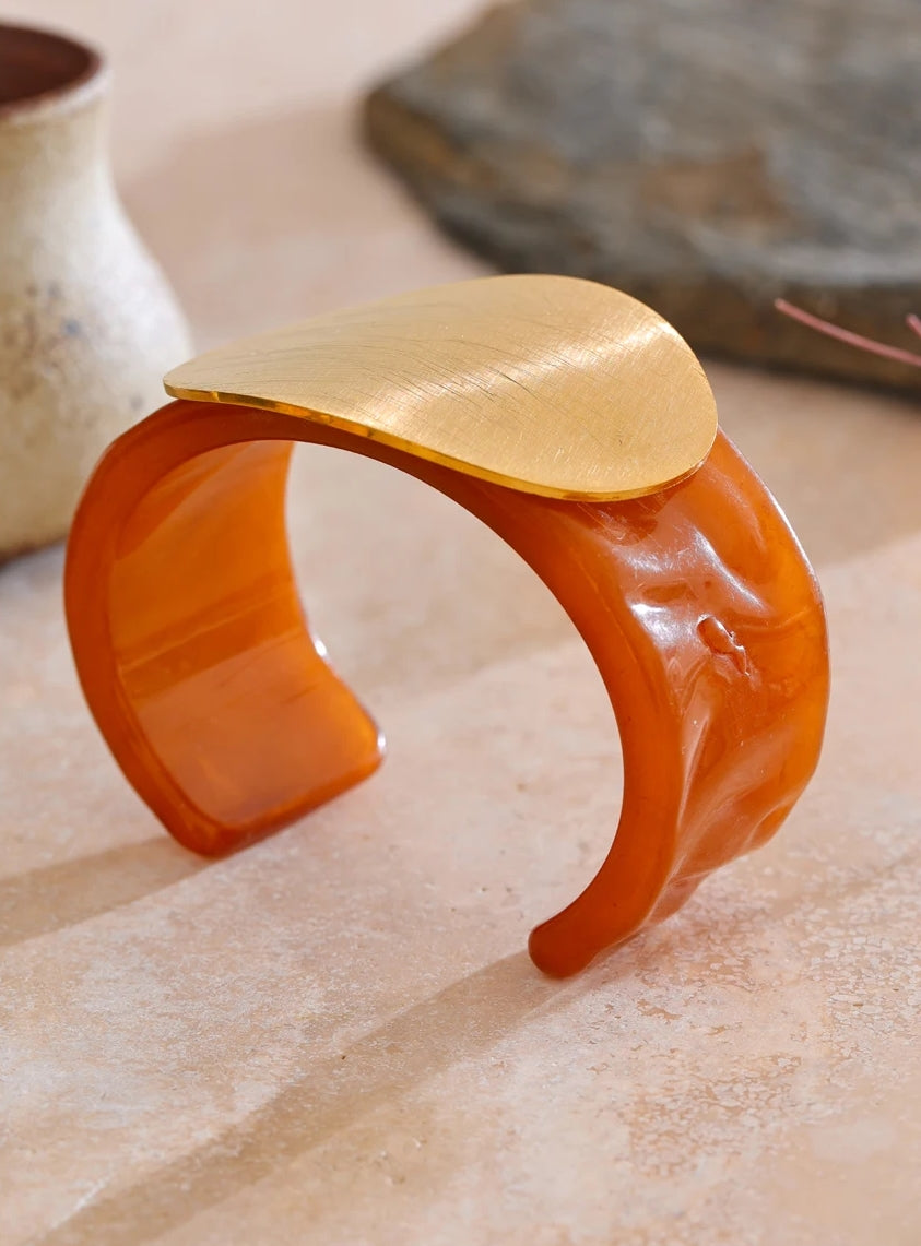 Amber Acrylic Big Open Cuff Bracelet