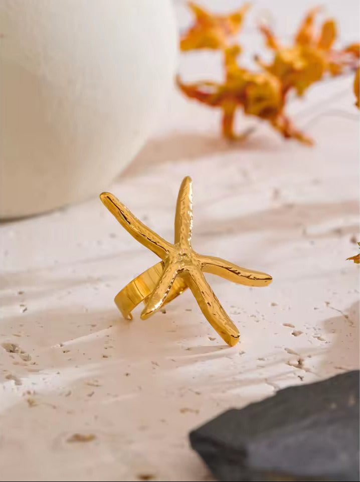Adjustable Large Starfish Open Ring