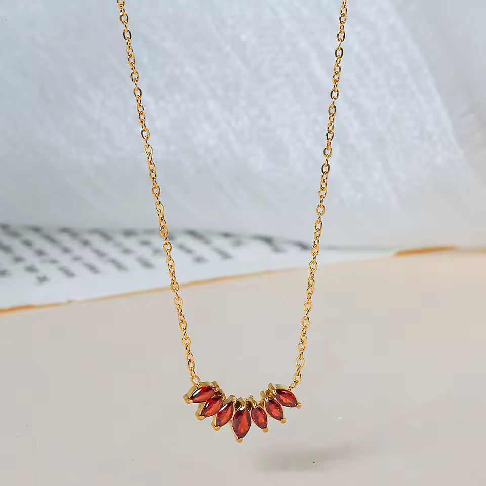 Zirconia Flower Pendant Necklace