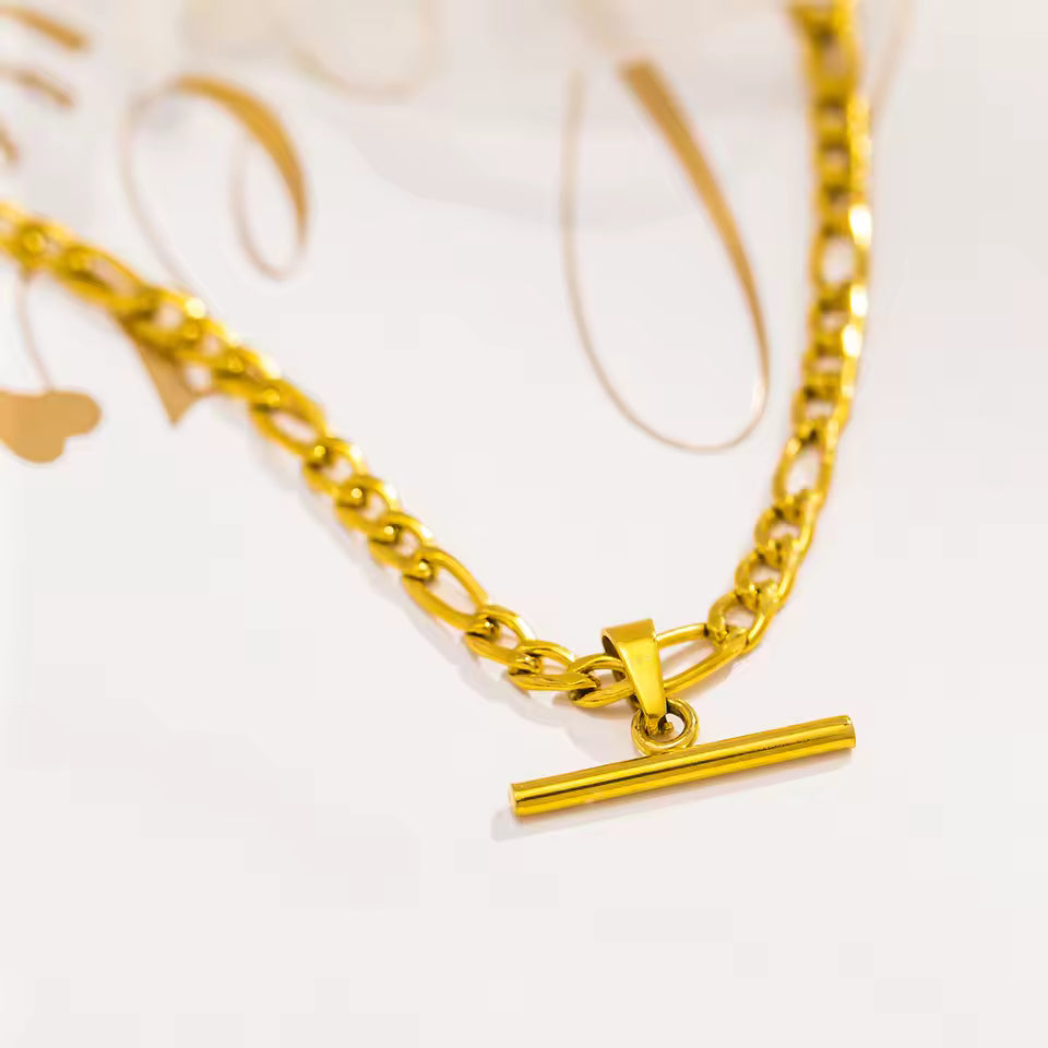 Figaro Chain T Pendant Necklace