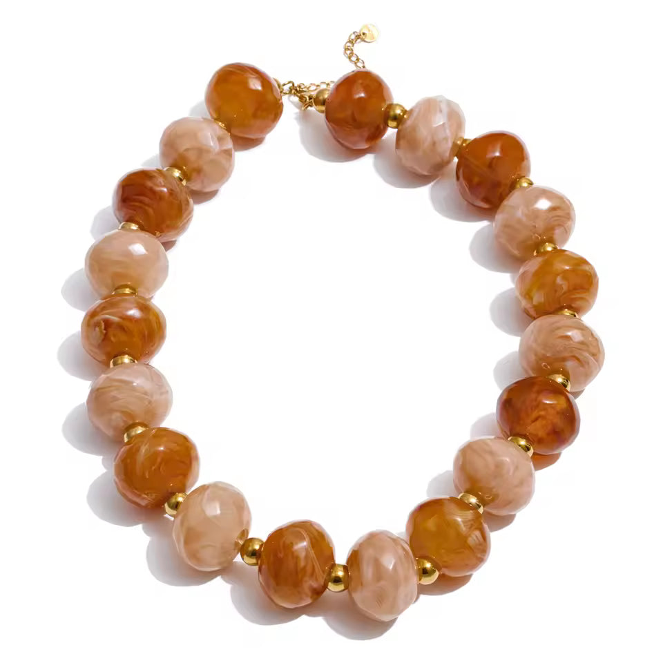 Resin Round Brown Beads Necklace