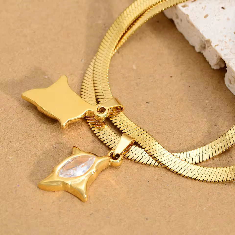 Radiating Cross Pendant Necklace with Zirconia