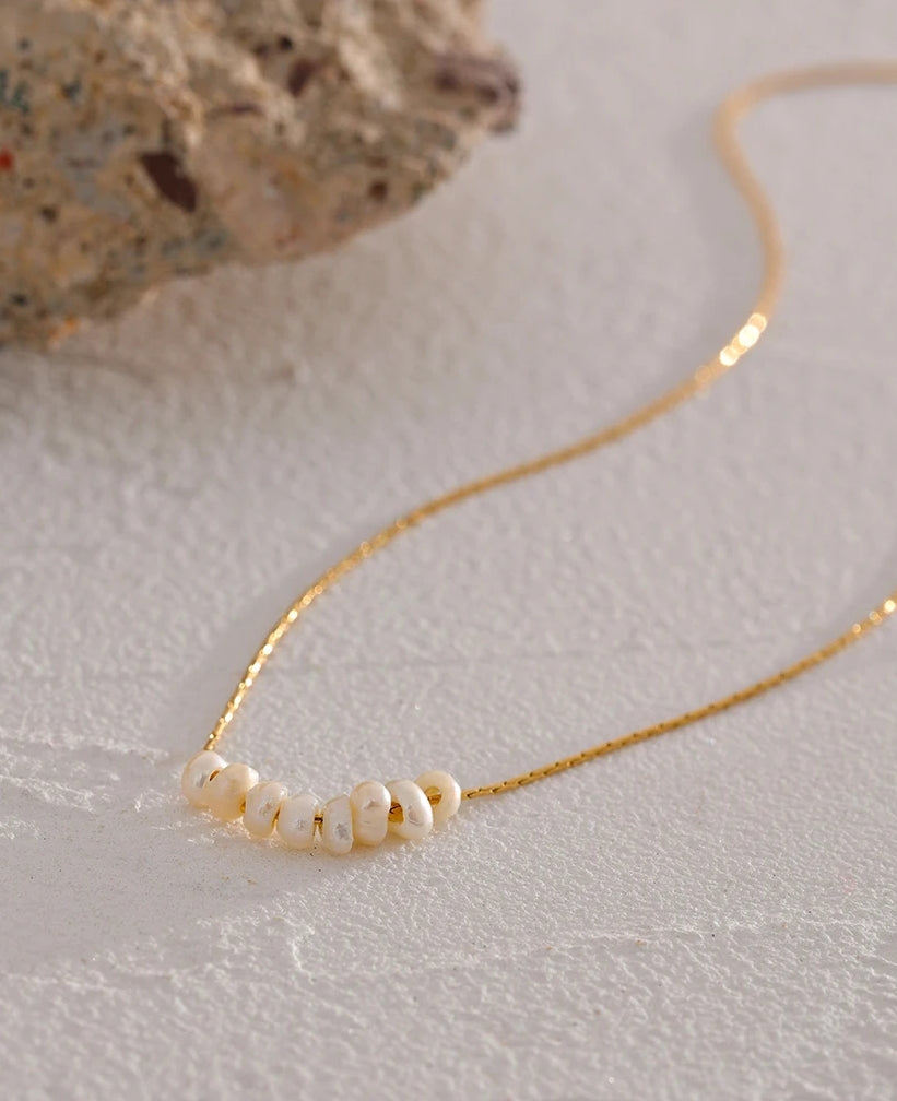 Gold Minimalist Pearl Necklace
