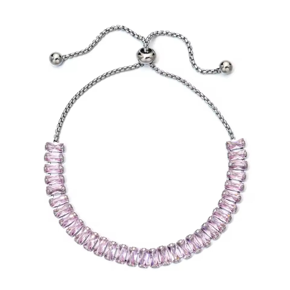 Sparkling Zirconia Adjustable Chain Bracelet