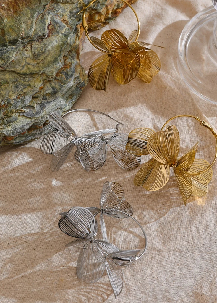 Bold Petal Statement Big Hoop Earrings
