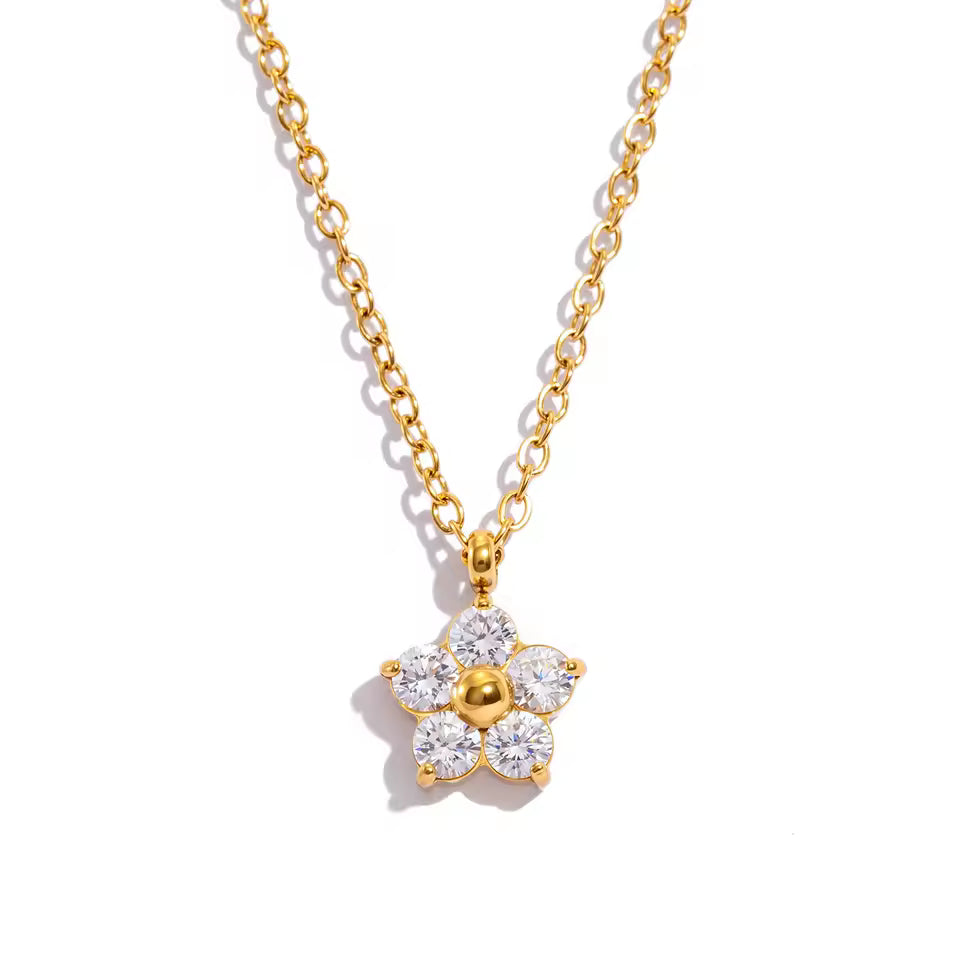 Dainty Plum Blossom Pendant Necklace with CZ
